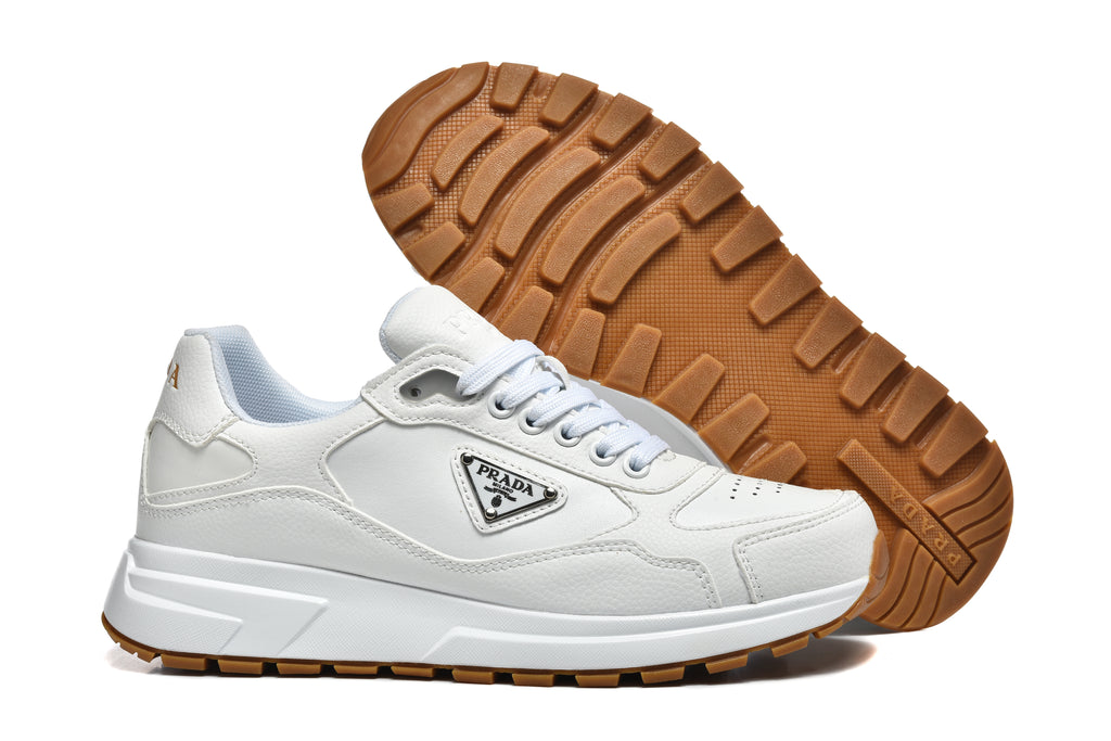 Prada Perforated-Toe Sneakers – White & Gum