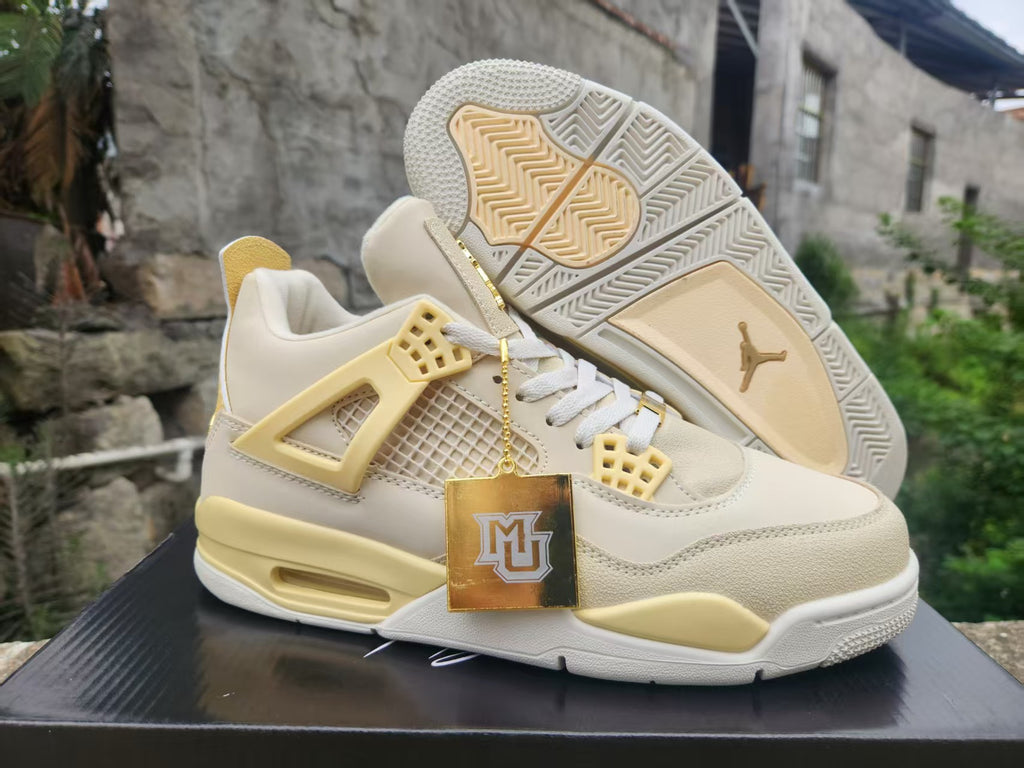 Jordan 4 Sneakers | Cream & Pale Yellow