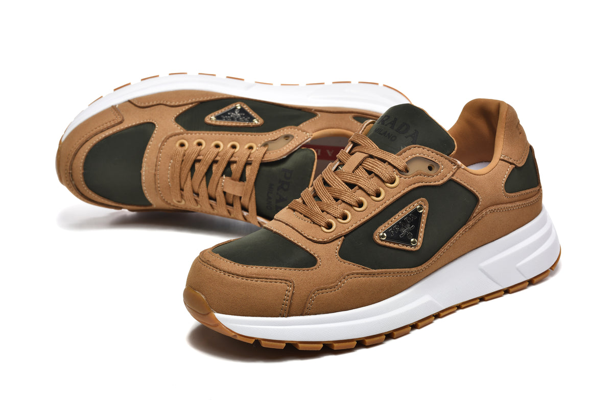 Prada Low-Top Sneakers – Tan & Olive Green