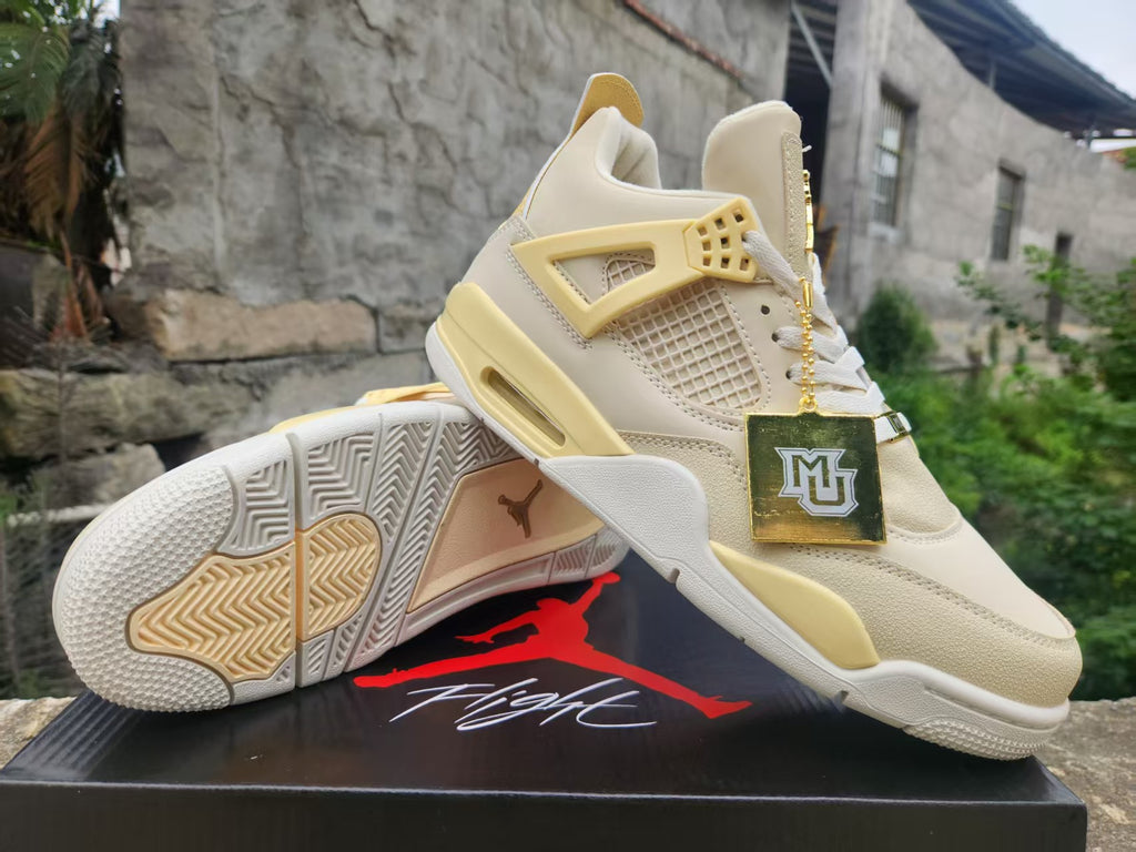 Jordan 4 Sneakers | Cream & Pale Yellow