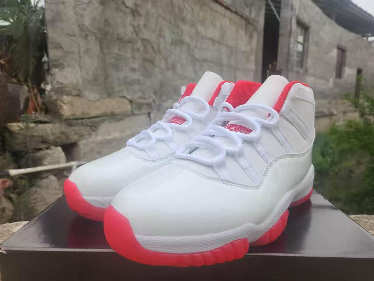 Jordan 11 High-Top Sneakers | White & Red