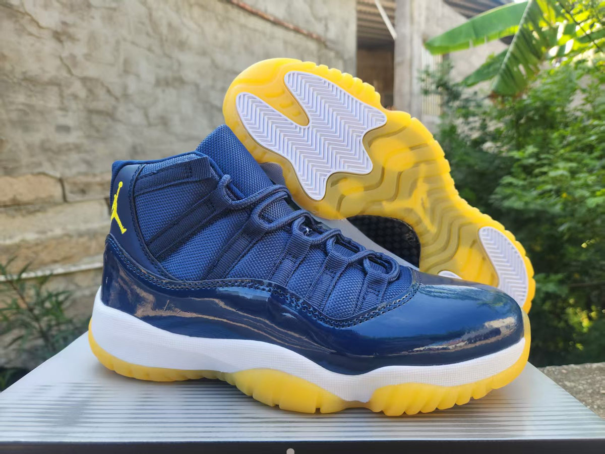 Jordan 11 High-Top Sneakers | Navy & Yellow