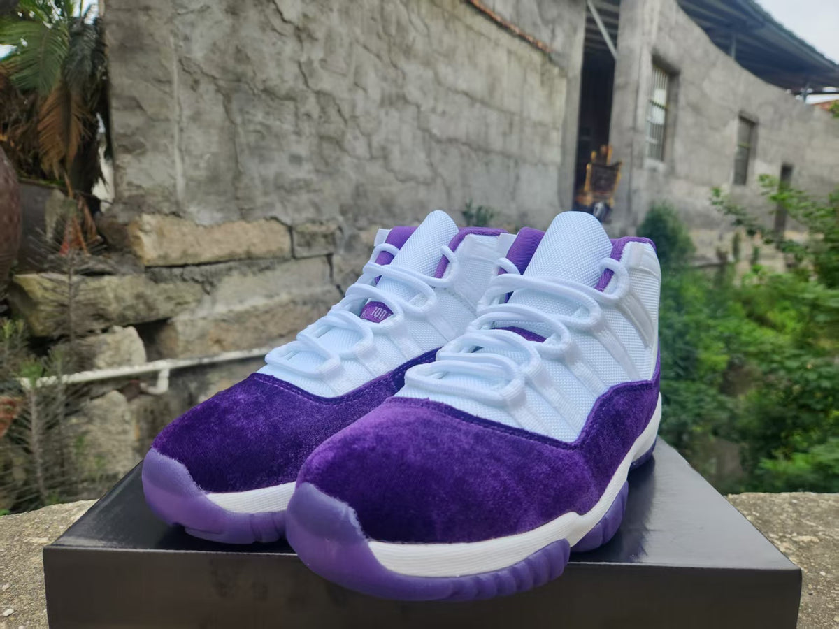 Jordan 11 High-Top Sneakers | White & Purple Velvet