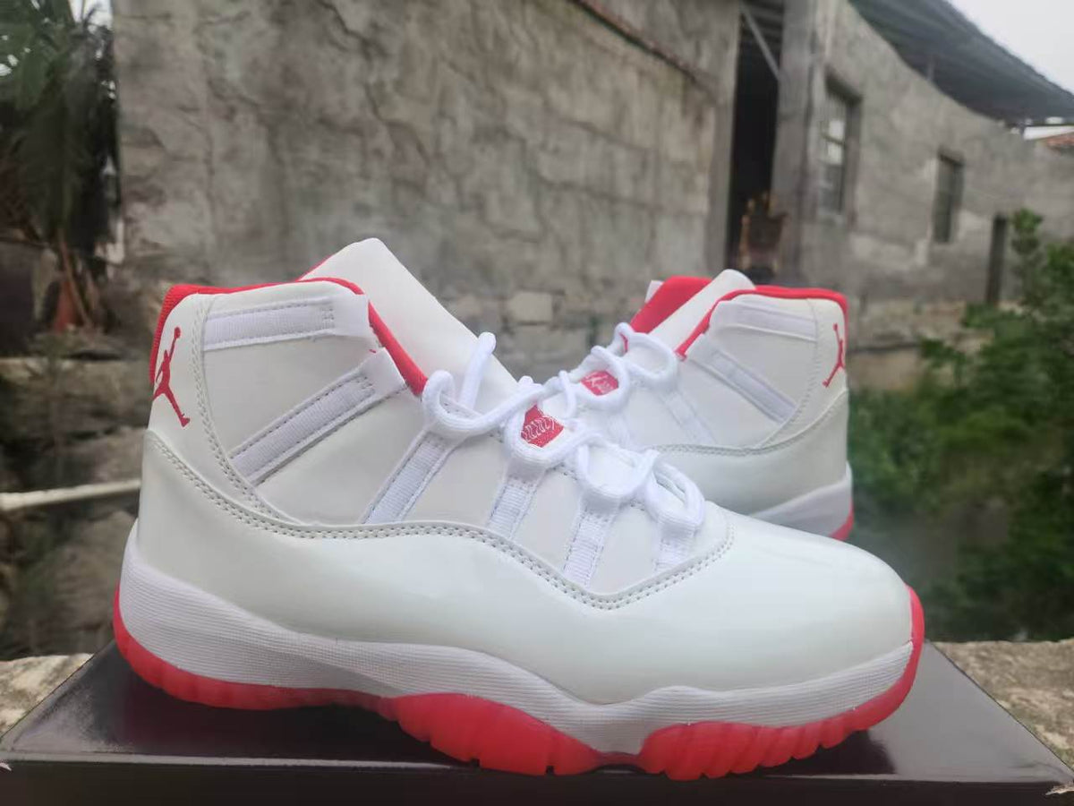 Jordan 11 High-Top Sneakers | White & Red