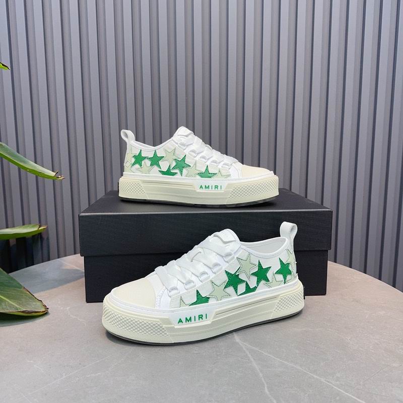 AMIRI Star Detail Low-Top Sneakers | White & Green