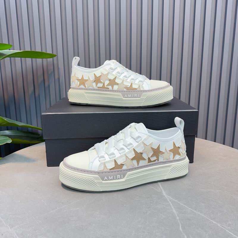 AMIRI Star Detail Low-Top Sneakers | White & Gold