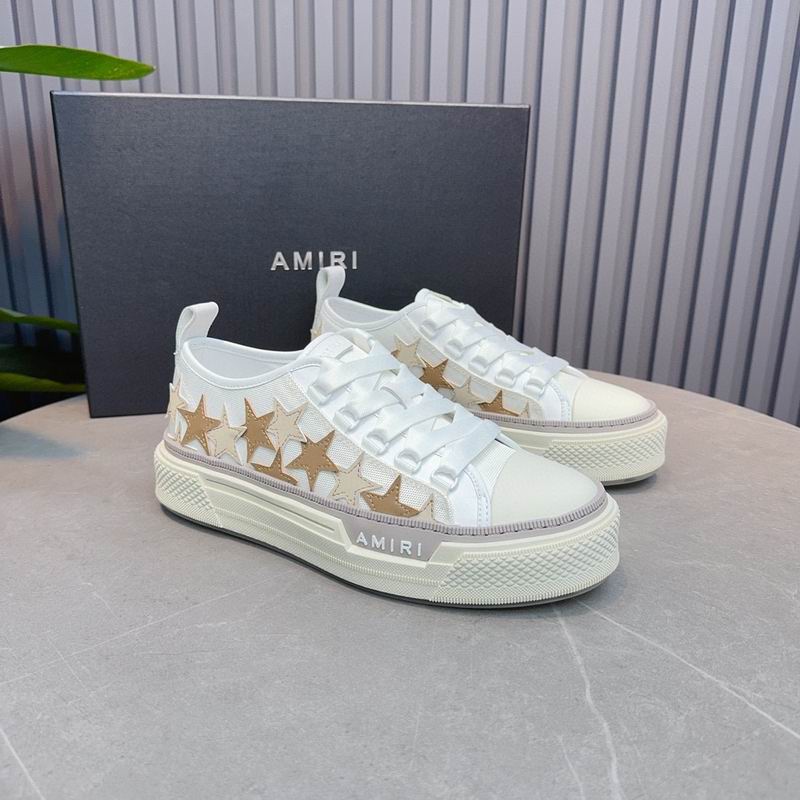 AMIRI Star Detail Low-Top Sneakers | White & Gold