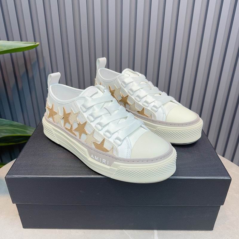 AMIRI Star Detail Low-Top Sneakers | White & Gold