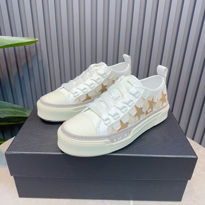 AMIRI Star Detail Low-Top Sneakers | White & Gold
