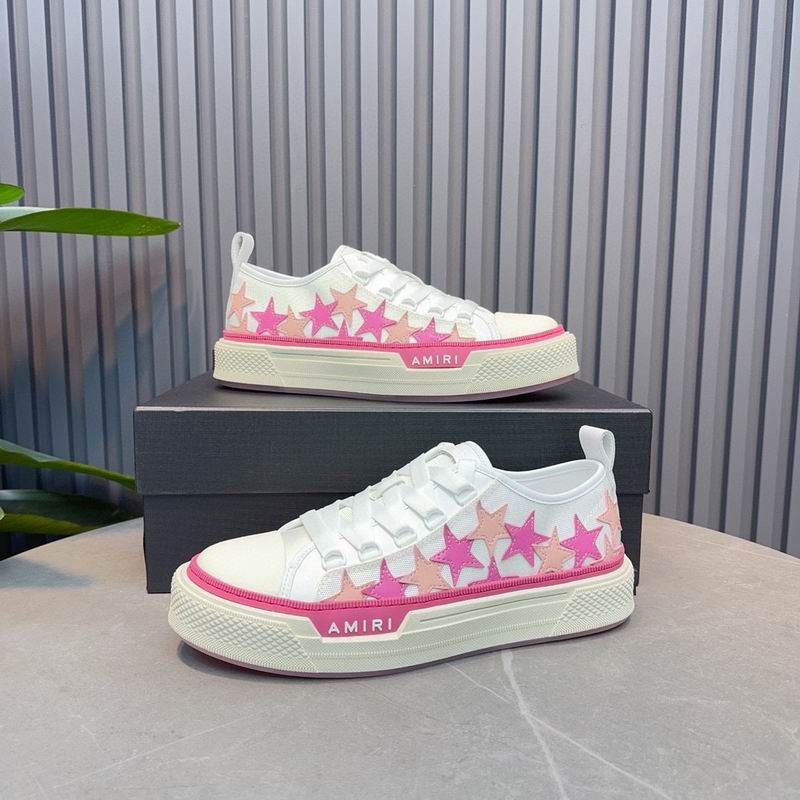 AMIRI Star Detail Low-Top Sneakers | White & Pink
