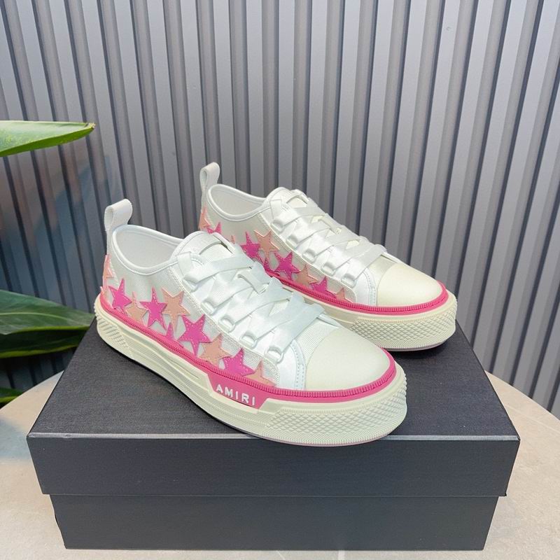 AMIRI Star Detail Low-Top Sneakers | White & Pink
