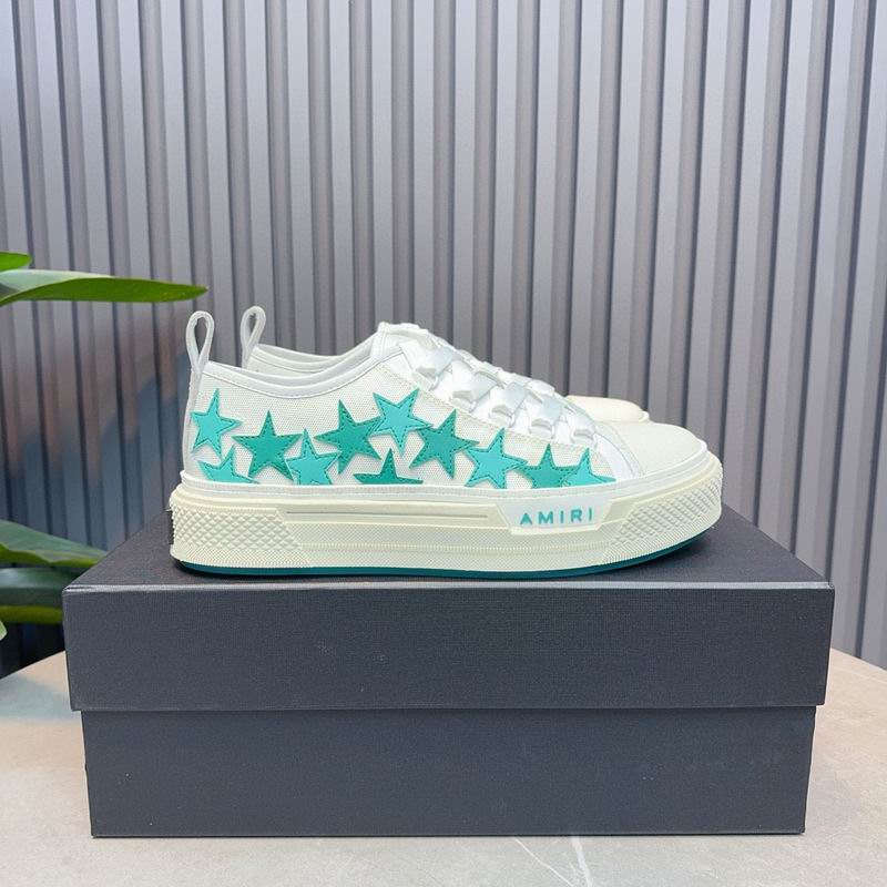 AMIRI Star Detail Low-Top Sneakers | White & Turquoise