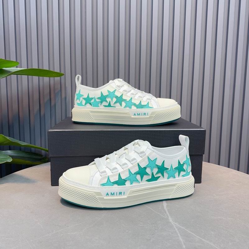 AMIRI Star Detail Low-Top Sneakers | White & Turquoise