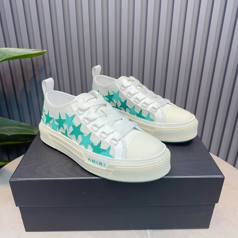 AMIRI Star Detail Low-Top Sneakers | White & Turquoise