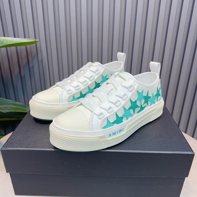 AMIRI Star Detail Low-Top Sneakers | White & Turquoise