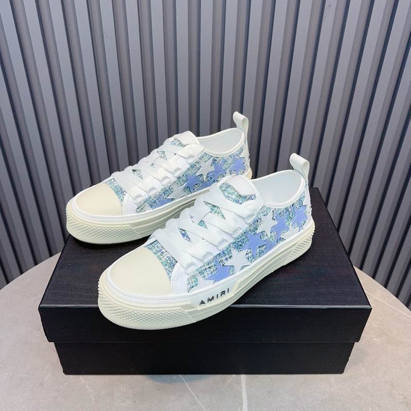 AMIRI Star Detail Low-Top Sneakers | Light Blue & White