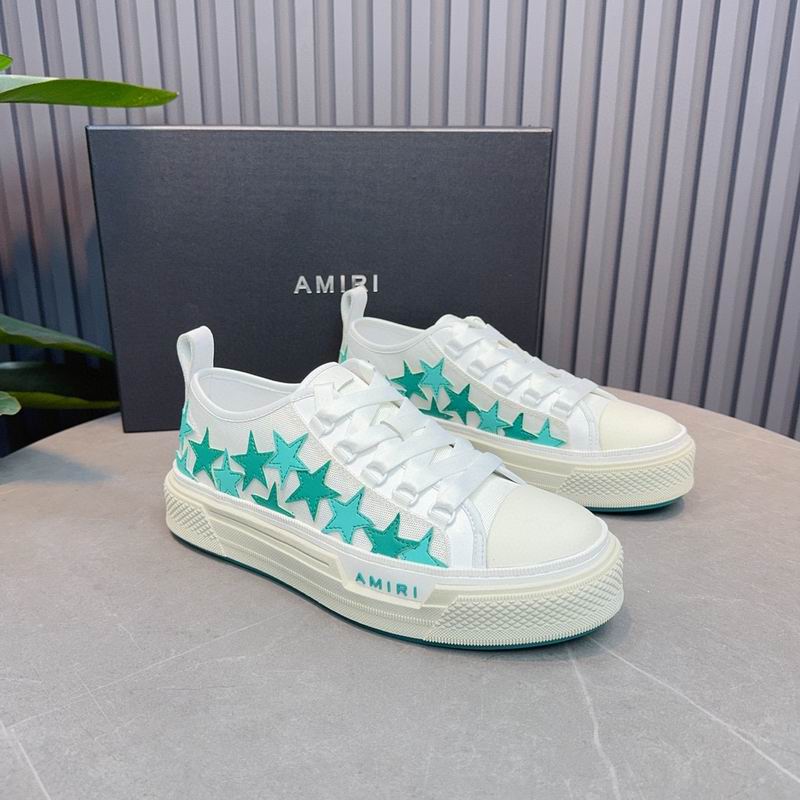 AMIRI Star Detail Low-Top Sneakers | White & Turquoise
