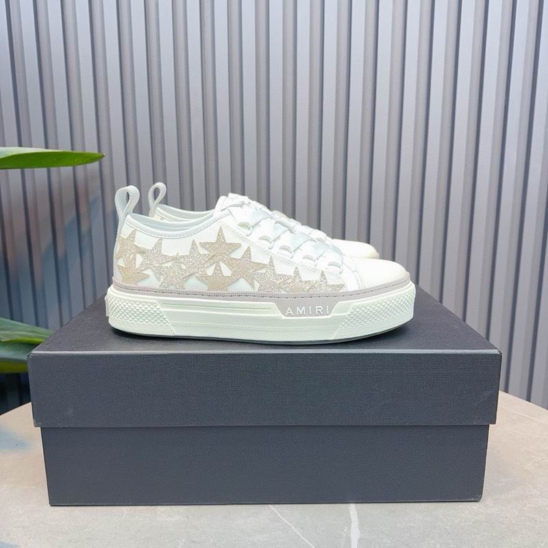 AMIRI Star Detail Low-Top Sneakers | White & Champagne