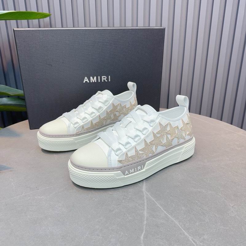 AMIRI Star Detail Low-Top Sneakers | White & Champagne
