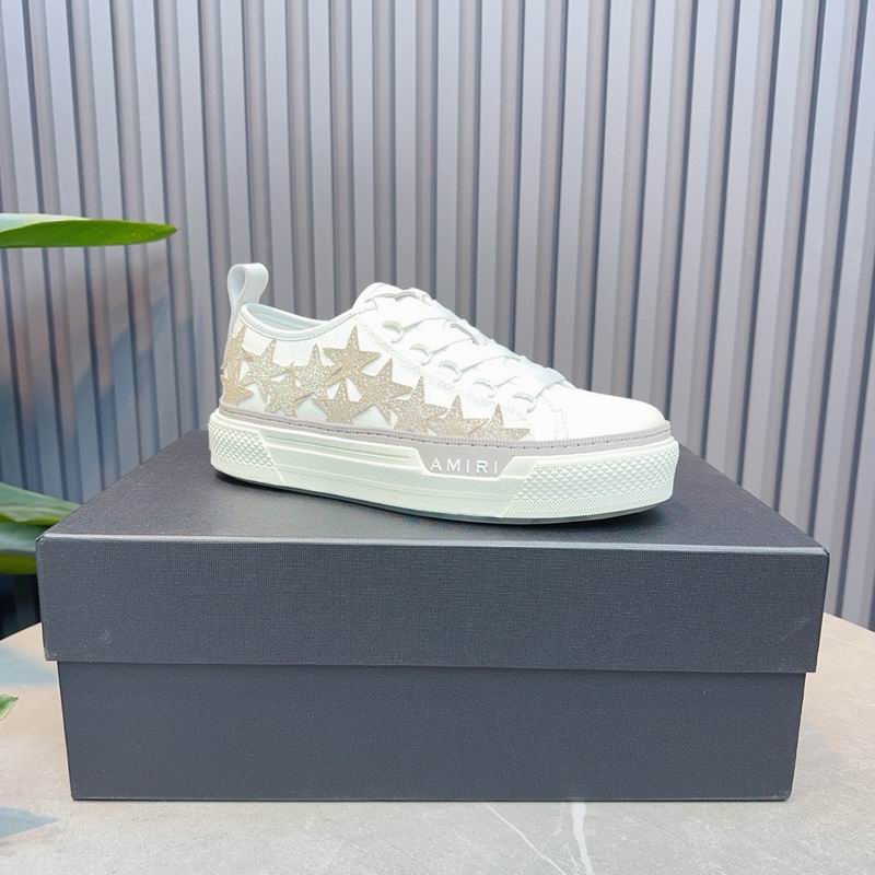 AMIRI Star Detail Low-Top Sneakers | White & Champagne