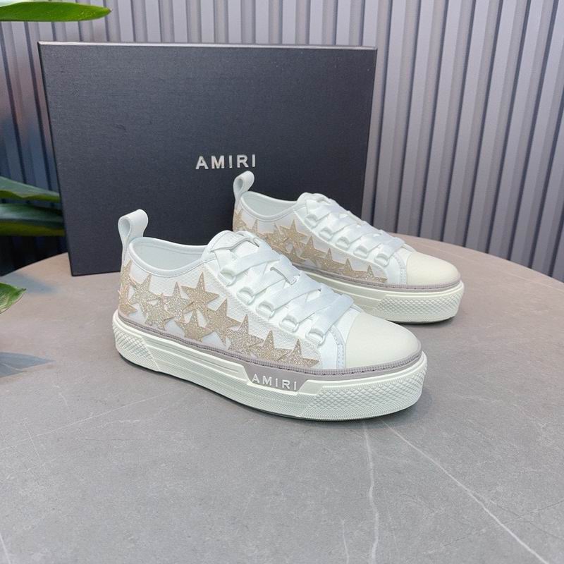 AMIRI Star Detail Low-Top Sneakers | White & Champagne
