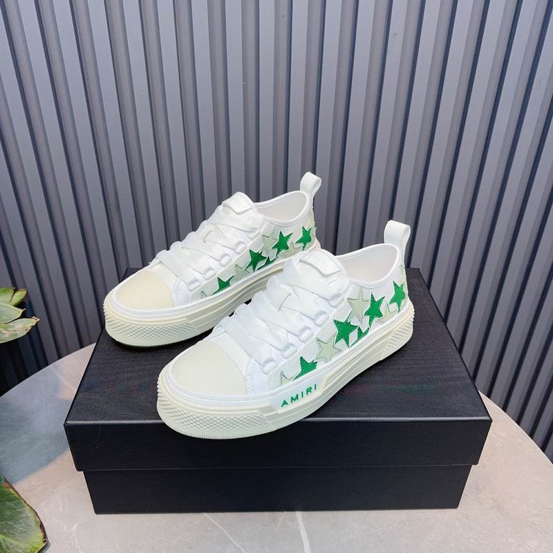 AMIRI Star Detail Low-Top Sneakers | White & Green