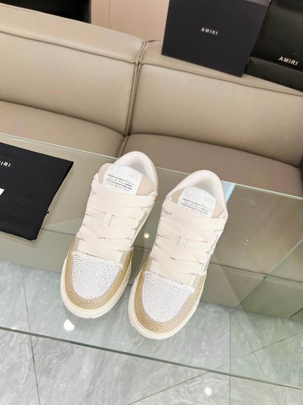 AMIRI Embellished Low-Top Sneakers | White & Champagne Gold
