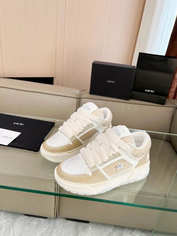 AMIRI Embellished Low-Top Sneakers | White & Champagne Gold
