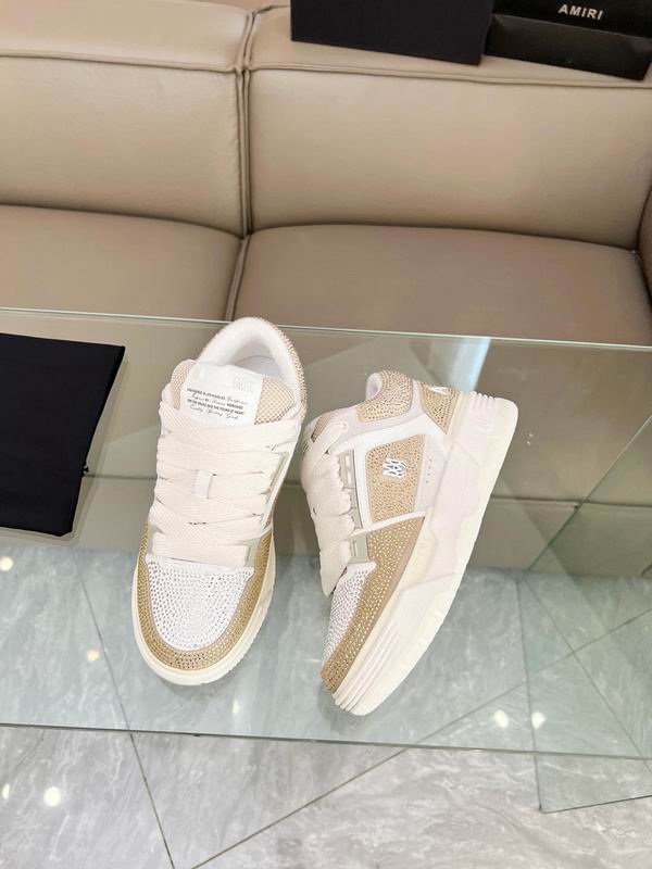 AMIRI Embellished Low-Top Sneakers | White & Champagne Gold