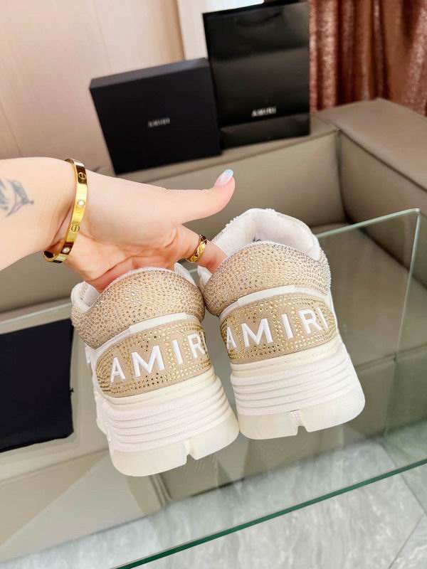 AMIRI Embellished Low-Top Sneakers | White & Champagne Gold