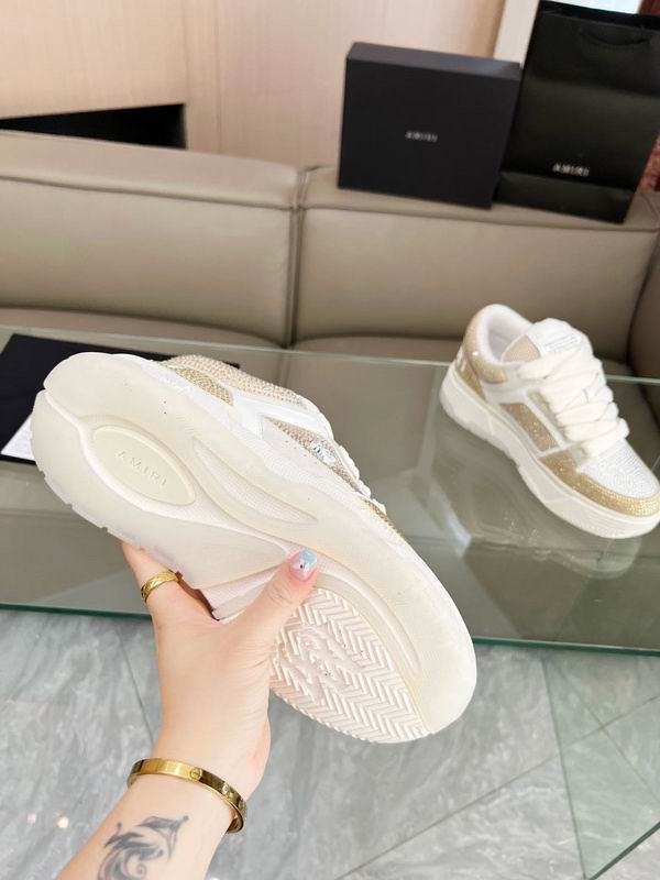 AMIRI Embellished Low-Top Sneakers | White & Champagne Gold