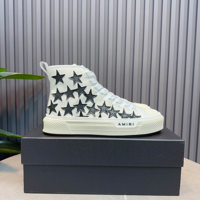 AMIRI Star High-Top Sneakers – White & Black