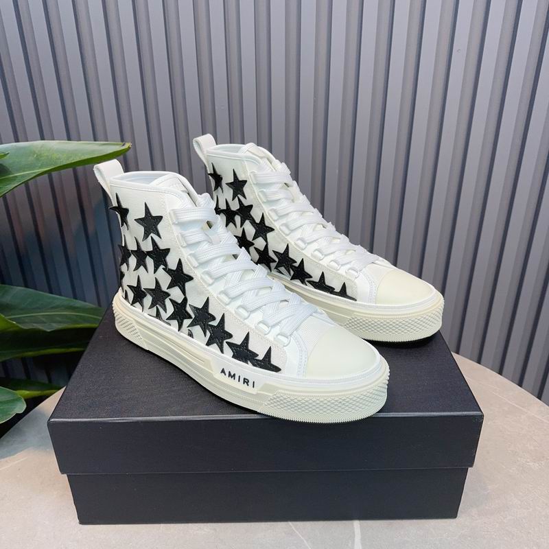 AMIRI Star High-Top Sneakers – White & Black