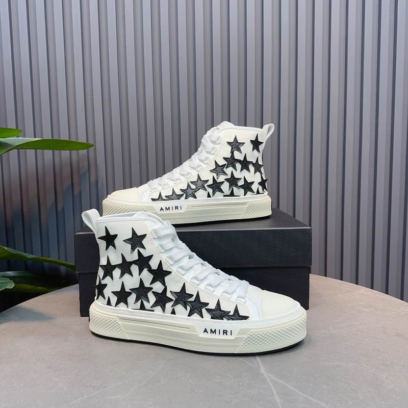 AMIRI Star High-Top Sneakers – White & Black