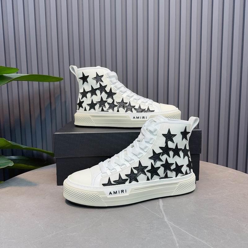 AMIRI Star High-Top Sneakers – White & Black