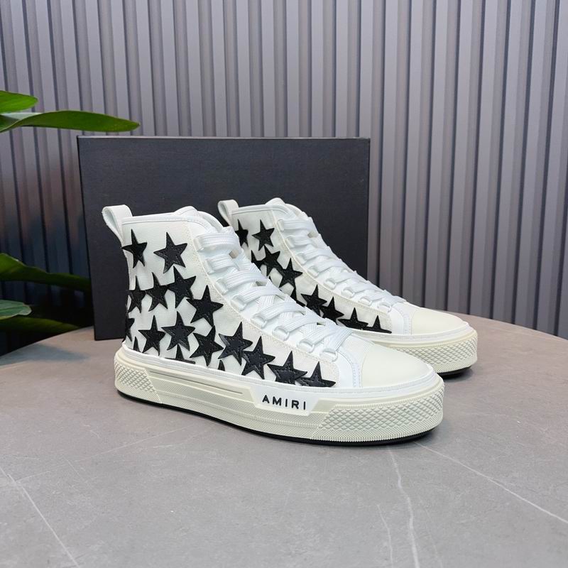AMIRI Star High-Top Sneakers – White & Black