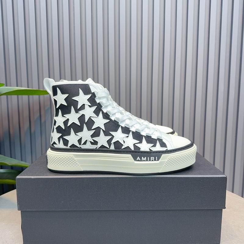 AMIRI White Star High-Top Sneakers - Black & White