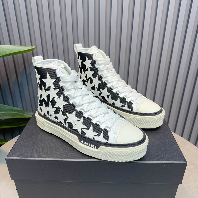 AMIRI White Star High-Top Sneakers - Black & White