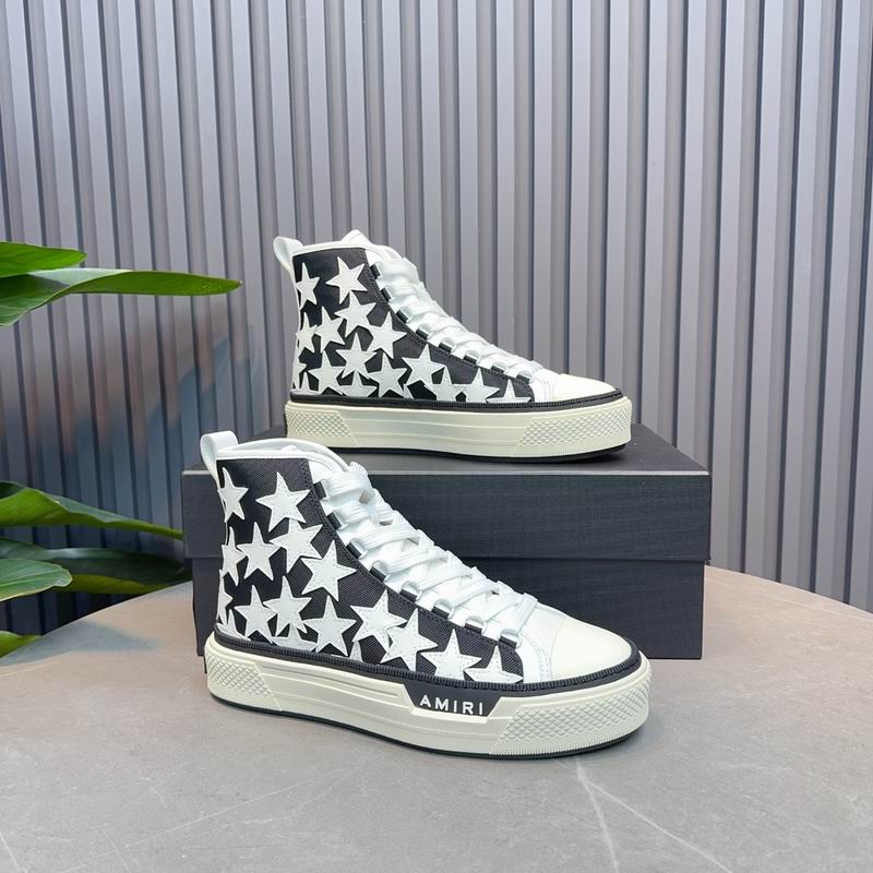 AMIRI White Star High-Top Sneakers - Black & White