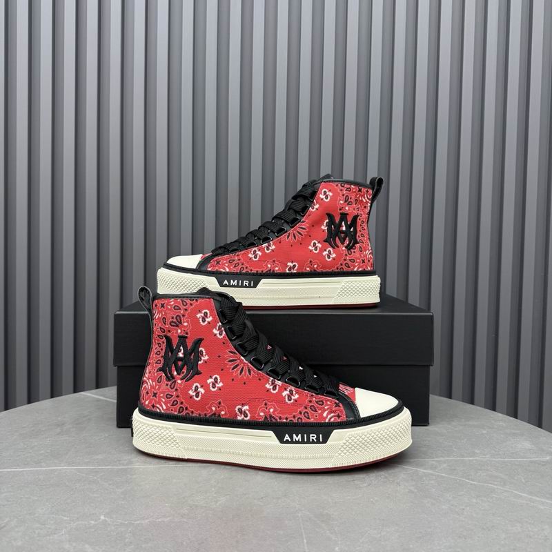 AMIRI Bandana Print High-Top Sneakers - Red & Black