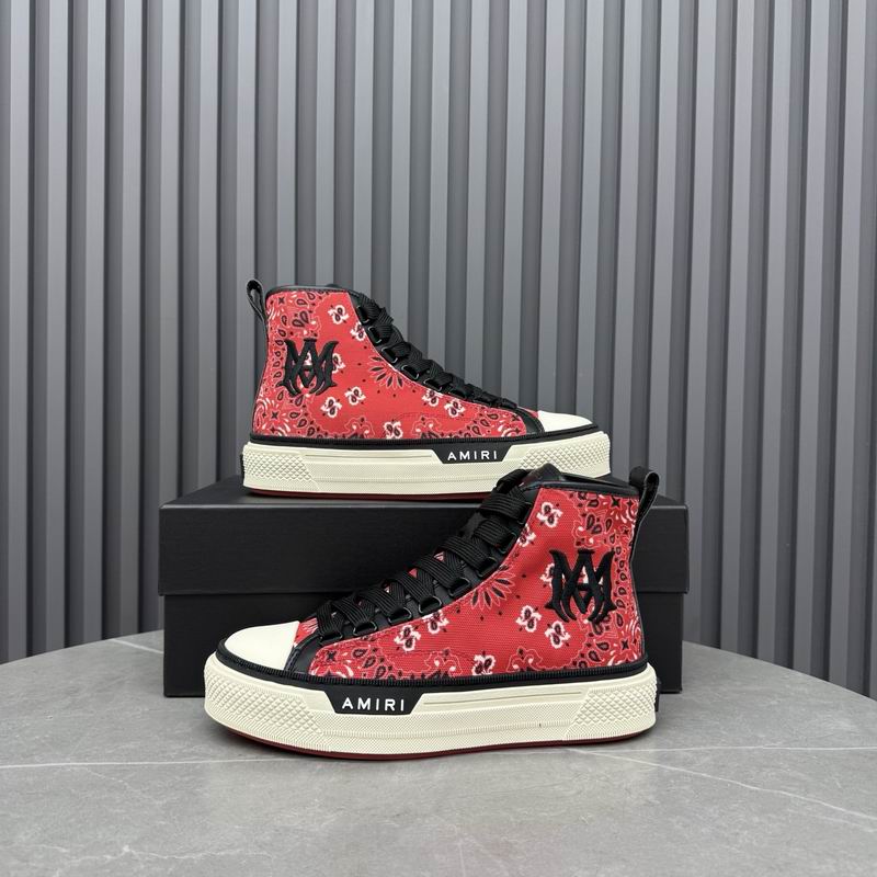 AMIRI Bandana Print High-Top Sneakers - Red & Black