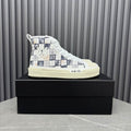 AMIRI Checkered High-Top Sneakers - White & Grey