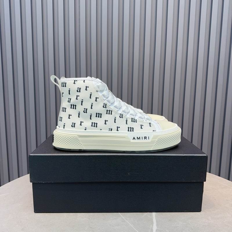 AMIRI Letter Print High-Top Sneakers - White & Black