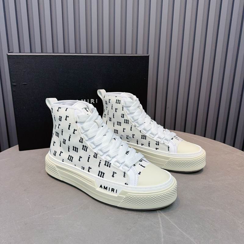 AMIRI Letter Print High-Top Sneakers - White & Black