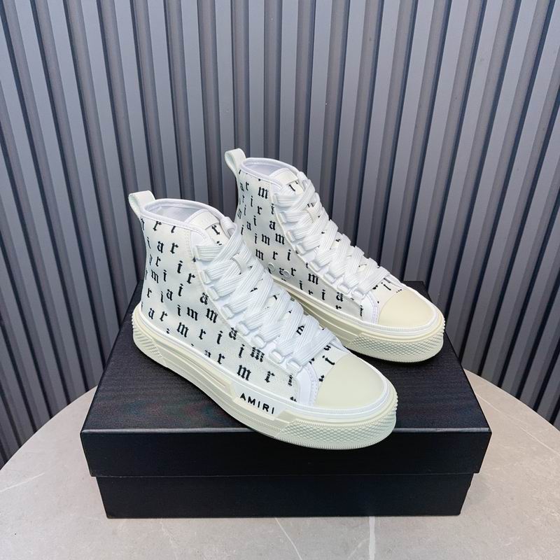 AMIRI Letter Print High-Top Sneakers - White & Black