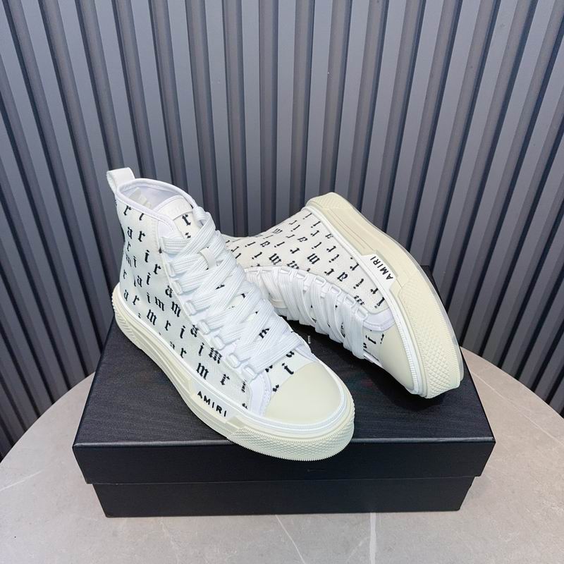 AMIRI Letter Print High-Top Sneakers - White & Black