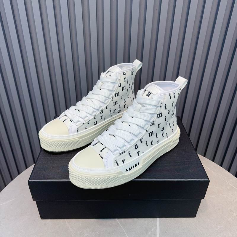 AMIRI Letter Print High-Top Sneakers - White & Black