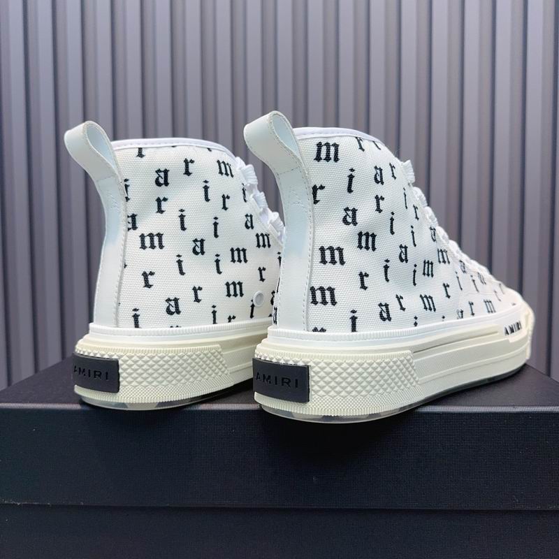 AMIRI Letter Print High-Top Sneakers - White & Black