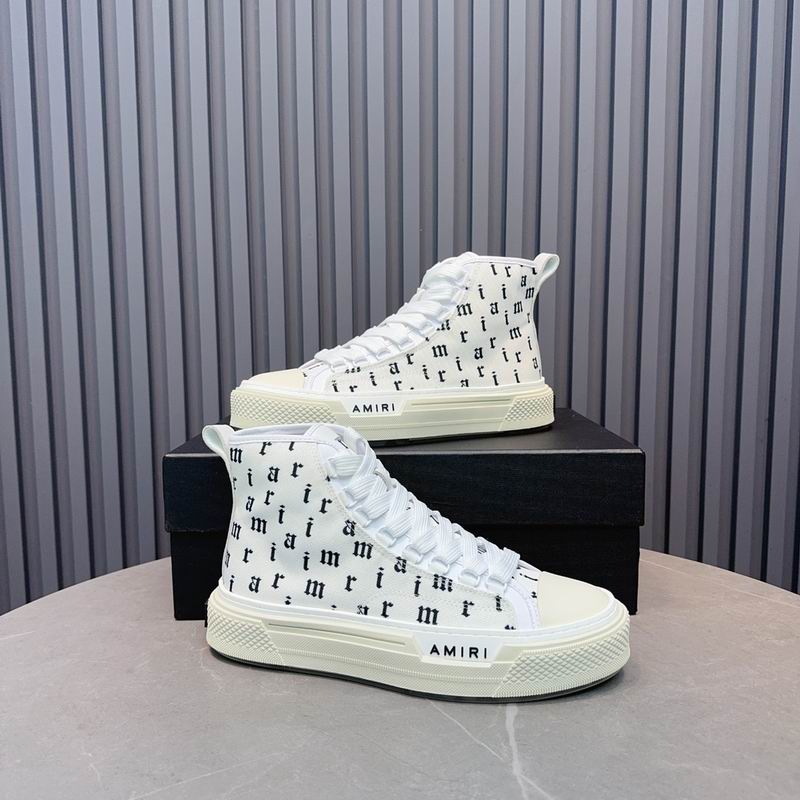 AMIRI Letter Print High-Top Sneakers - White & Black
