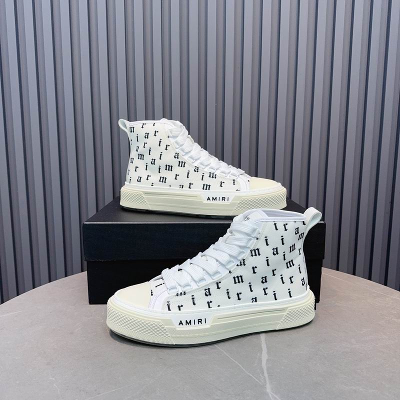 AMIRI Letter Print High-Top Sneakers - White & Black